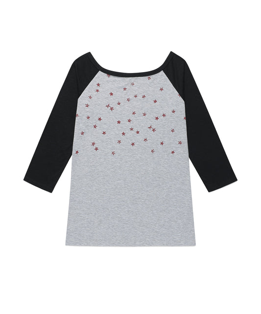 Cavish U Neck Star Raglan Long Sleeve Tee