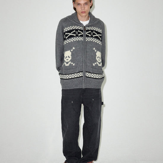 Mahagrid Skull Cowichan Knit Sweater