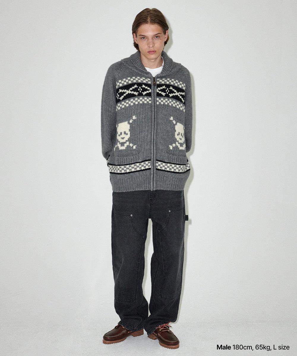 Mahagrid Skull Cowichan Knit Sweater