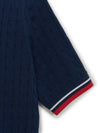 MLB Women's Varsity Cable Open Collar Short Sleeve Knit Pullover