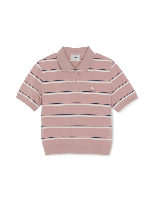 MLB Women's Varsity Stripe Crop Polo T-Shirts