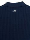 MLB Women's Varsity Cable Open Collar Short Sleeve Knit Pullover