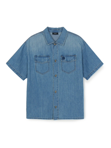 MLB Varsity Vintage Slub Short Sleeve Denim Work Shirt