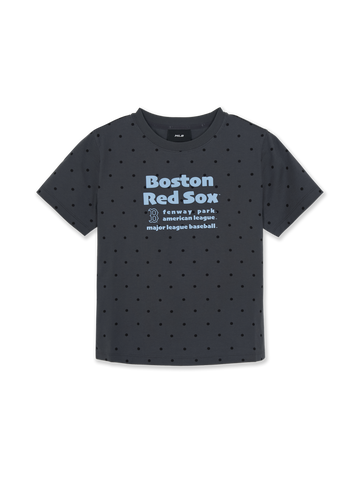 MLB Women's Dots Pattern Lettering Slim Semi Crop T-shirts