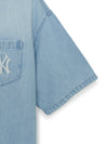 MLB Basic Small Logo Summer Tencel Short Sleeve Denim Shirt