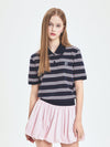 MLB Women's Varsity Stripe Crop Polo T-shirt