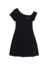 MLB Women's Basic Off Shoulder Shirring Ribbed Dress
