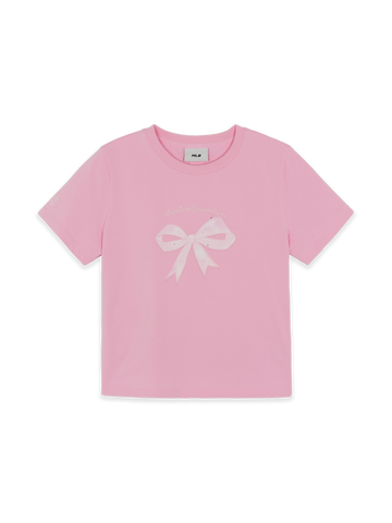 MLB Women's Bow Tie Graphic Slim Semi Crop T-Shirts
