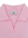 MLB Women's Basic Slim Fit Crop Open Collar Polo T-Shirts
