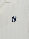 MLB Women's Varsity Cable Open Collar Short Sleeve Knit Pullover