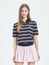 MLB Women's Varsity Stripe Crop Polo T-shirt
