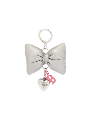 MLB Ribbon Fabric Heart Charm Keyring