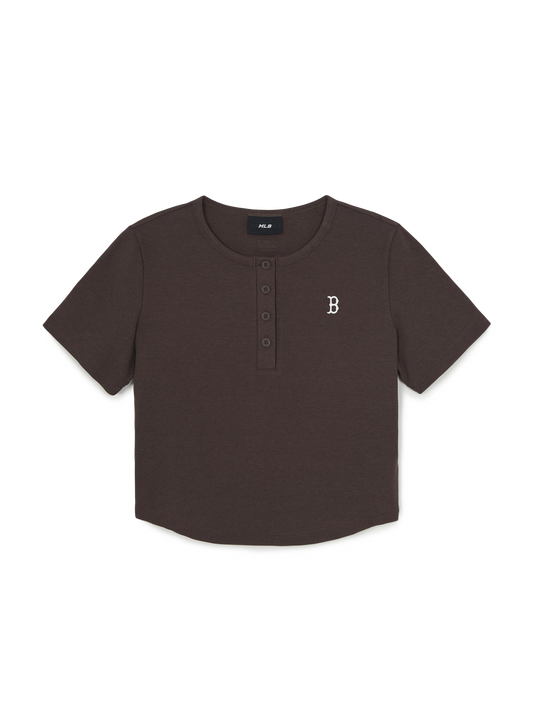 MLB Women's Vintage Slim Henley Neck T-shirt