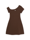 MLB Women's Basic Off Shoulder Shirring Ribbed Dress