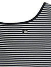 MLB Women's Varsity Stripe Off Shoulder Slim Semi Crop T-Shirts
