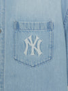MLB Basic Small Logo Summer Tencel Short Sleeve Denim Shirt