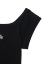MLB Women's Basic Off Shoulder Shirring Ribbed Dress