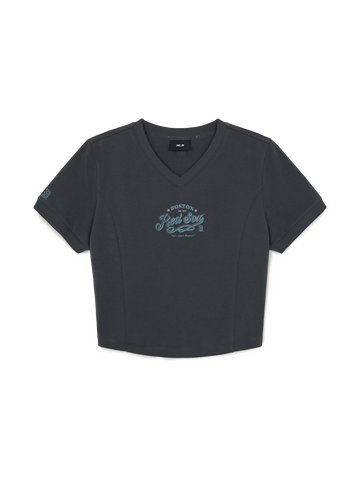 MLB Women's V-neck Letter Crop T-shirts
