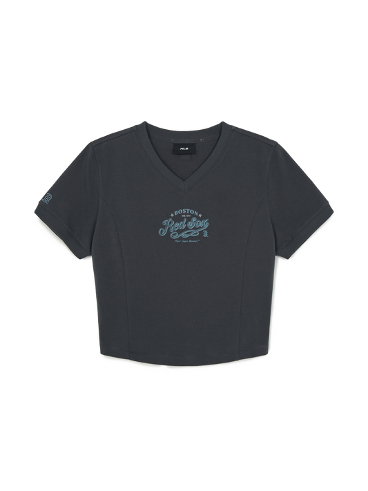 MLB Women's V-neck Letter Crop T-shirts