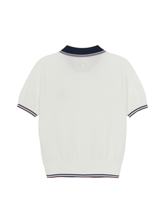 MLB Women's Varsity Color Block Polo Short Sleeve Knit Pullover