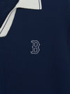MLB Varsity Tuck Texture Open Collar Short Sleeve Knit Pullover