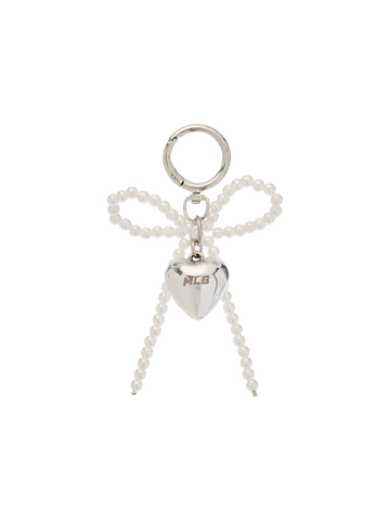 MLB Pearl Ribbon Heart Charm Keyring