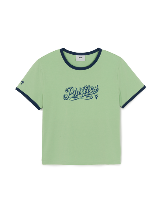 MLB Women's Lettering Slim Semi Crop Linger T-shirts