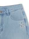 MLB Women's Basic Small Logo Summer Tencel Wide Denim Pants