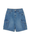 MLB Women's Varsity Vintage Slub Cargo 9in Denim Shorts