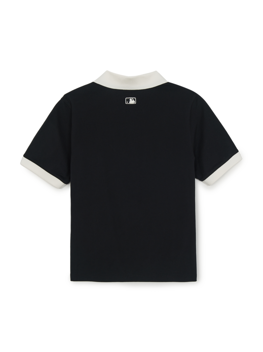 MLB Women's Basic Open Collar Slim Fit Polo T-Shirts