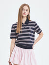 MLB Women's Varsity Stripe Crop Polo T-shirt