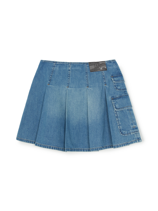 MLB Women's Varsity Vintage Denim Cargo Pleated Skirt