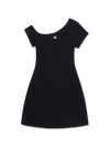 MLB Women's Basic Off Shoulder Shirring Ribbed Dress