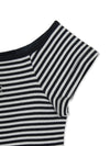 MLB Women's Varsity Stripe Off Shoulder Slim Semi Crop T-Shirts