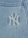 MLB Women's Basic Small Logo Summer Tencel 9in Denim Shorts