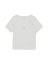 MLB Women's Basic Lace Square Neck Slim Semi Crop T-shirts