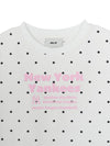 MLB Women's Dots Pattern Lettering Slim Semi Crop T-shirts