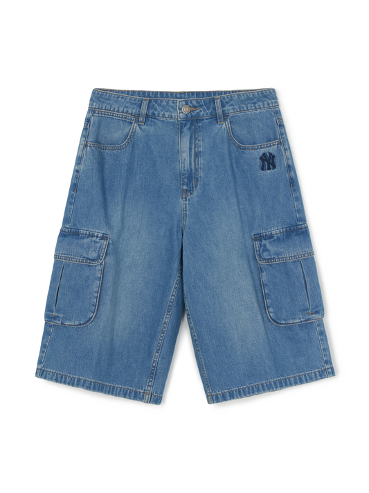 MLB Men's Varsity Vintage Slub Cargo Denim Bermuda Pants