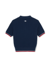 MLB Women's Varsity Cable Open Collar Short Sleeve Knit Pullover