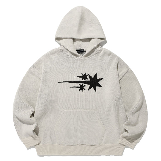 Nice Ghost Club 3 Stars Logo Knit Hoodie [Ivory]