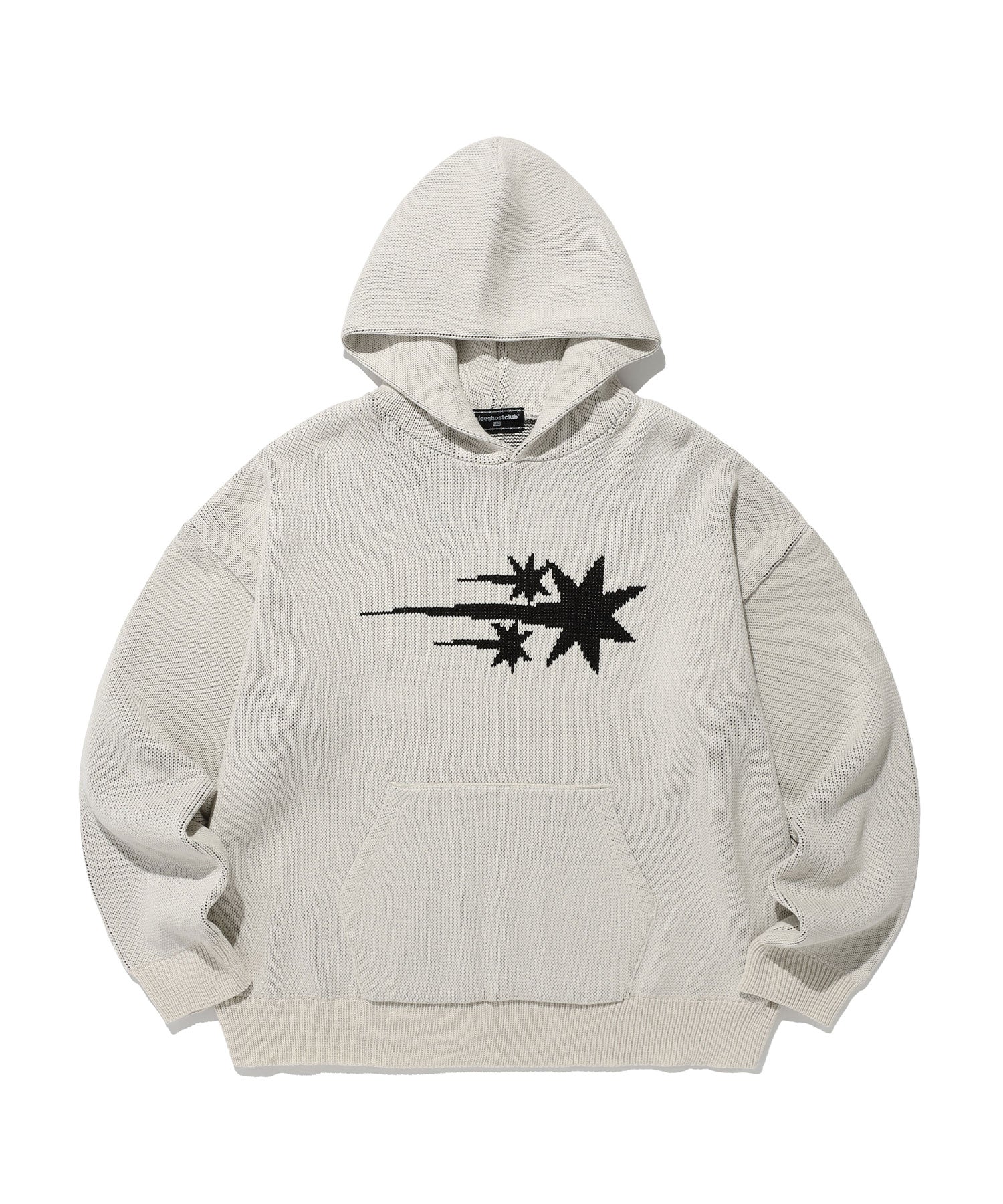 Nice Ghost Club 3 Stars Logo Knit Hoodie [Ivory]