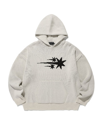 Nice Ghost Club 3 Stars Logo Knit Hoodie [Ivory]