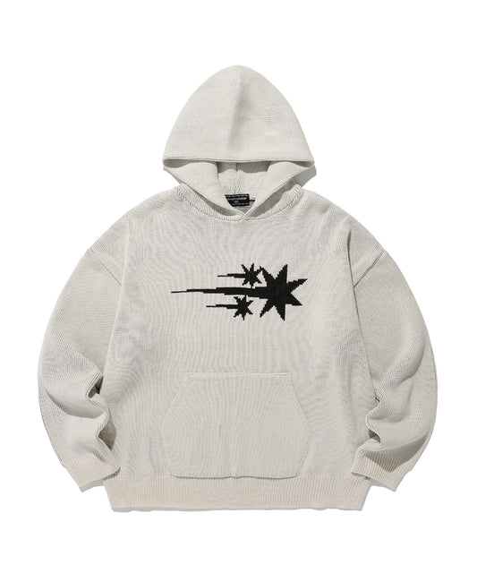 Nice Ghost Club 3 Stars Logo Knit Hoodie [Ivory]