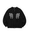 Nice Ghost Club Dancing Skeletons Zip Polo Knit