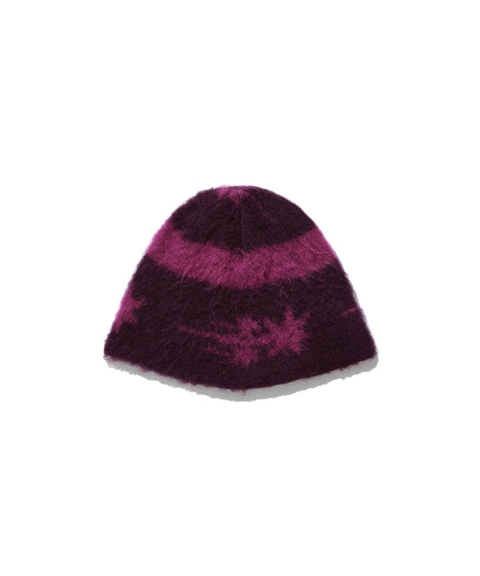 Nice Ghost Club Stripe 3 Star Logo Mohair Beanie [Pink]