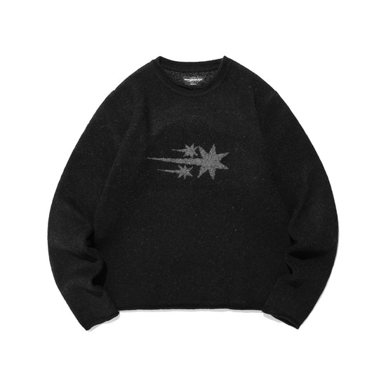 Nice Ghost Club 3 Star Long Sleeve Knit Tee [Black]