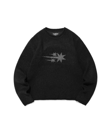 Nice Ghost Club 3 Star Long Sleeve Knit Tee [Black]