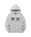 Nice Ghost Club Skull Ribbon Waffle Hoodie Zip Up [Grey]
