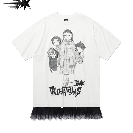 Nice Ghost Club Ghost Angels Lace Hem Line Big Big Tee [White]