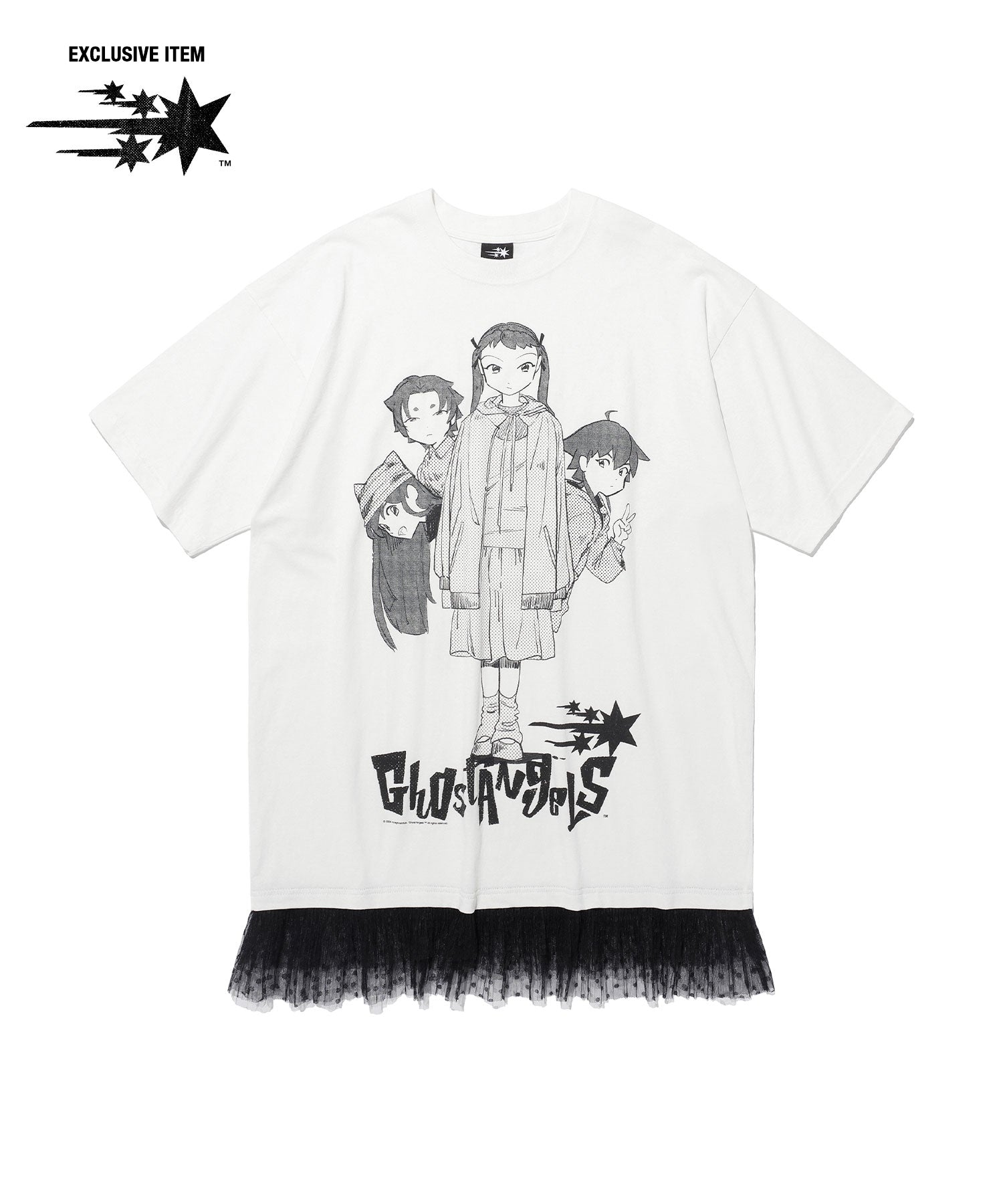 Nice Ghost Club Ghost Angels Lace Hem Line Big Big Tee [White]